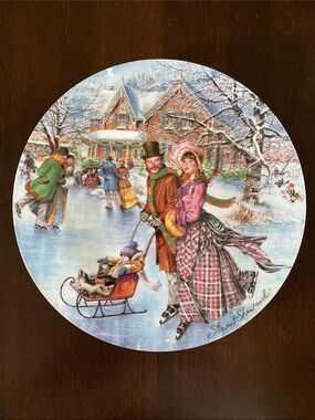 "Skating in the Park" - Stewart Sherwood Decorative Holiday Plate